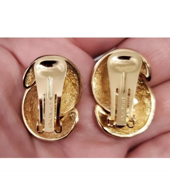 Vintage Christian Dior, Signed Chr.Dior Rhinestone Clip Earrings - Picture 3 of 6